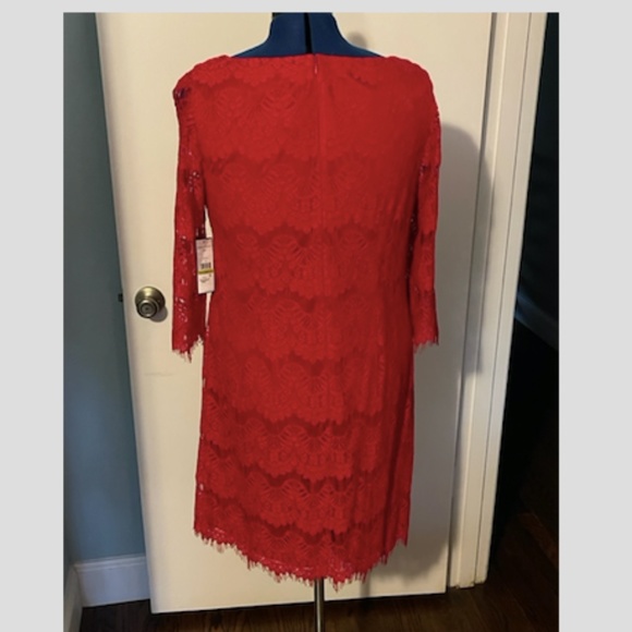 Women's Red Cocktail Lace Shift Dress Size 14 - Picture 2 of 4
